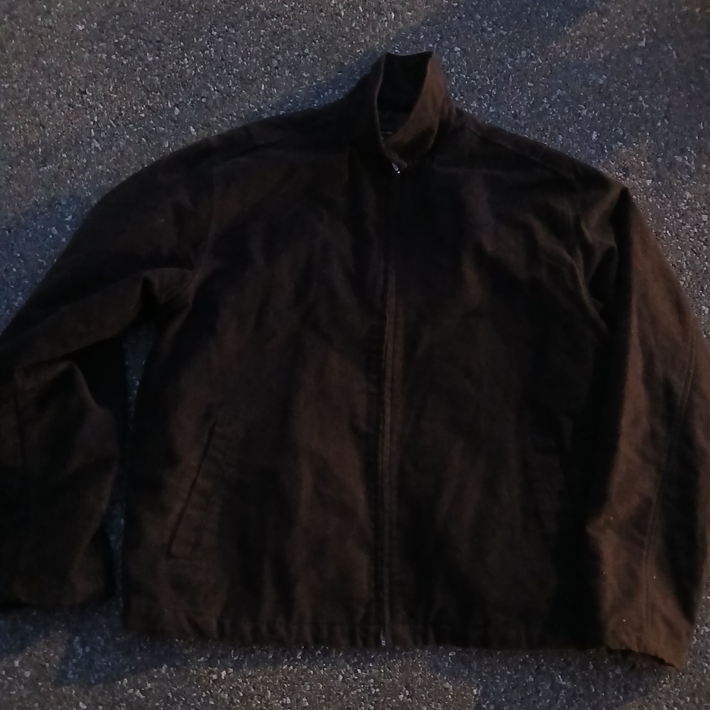 Eddie Bauer Jacket Mens XLT Brown Canvas Bomber Full Zip Lined Outdoor Casual